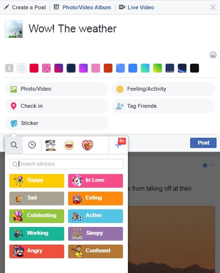 statuses with colorful backgrounds