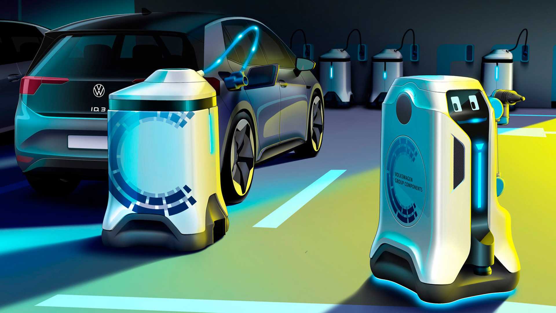 Volkswagen designs mobile charging robot