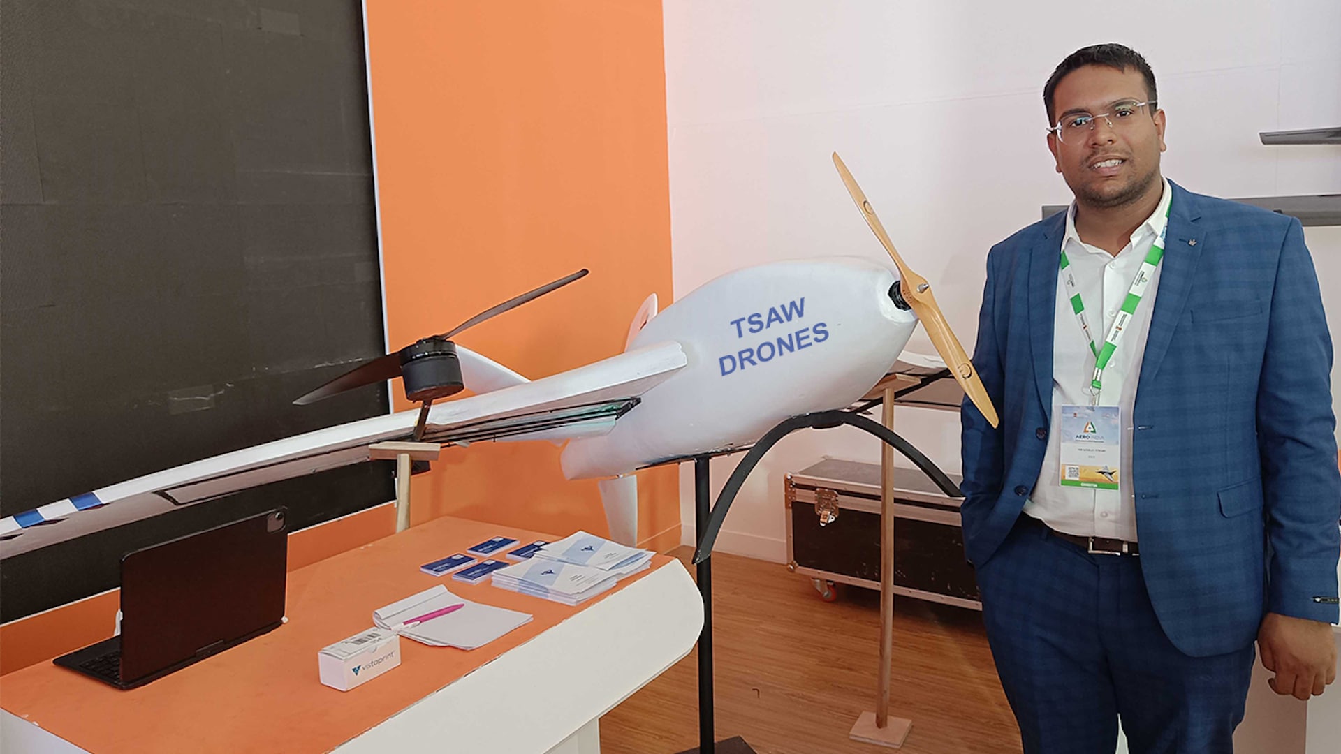 DroneTech Startup TSAW Drones launched its Made-In-India Drone – Hybrid Fixed Wing VTOL (Adarna V2) at Aero India 2023