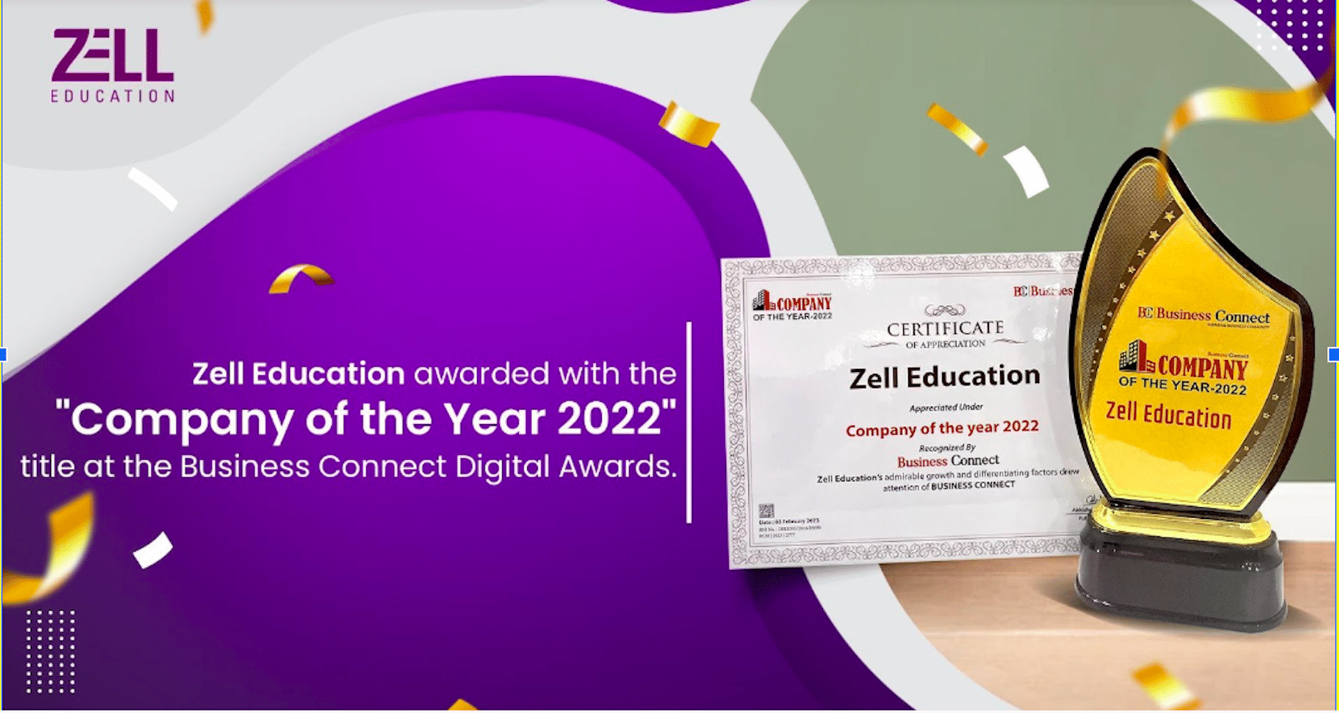 Zell Education clinches "Company of the Year 2022" title at the Business Connect Awards