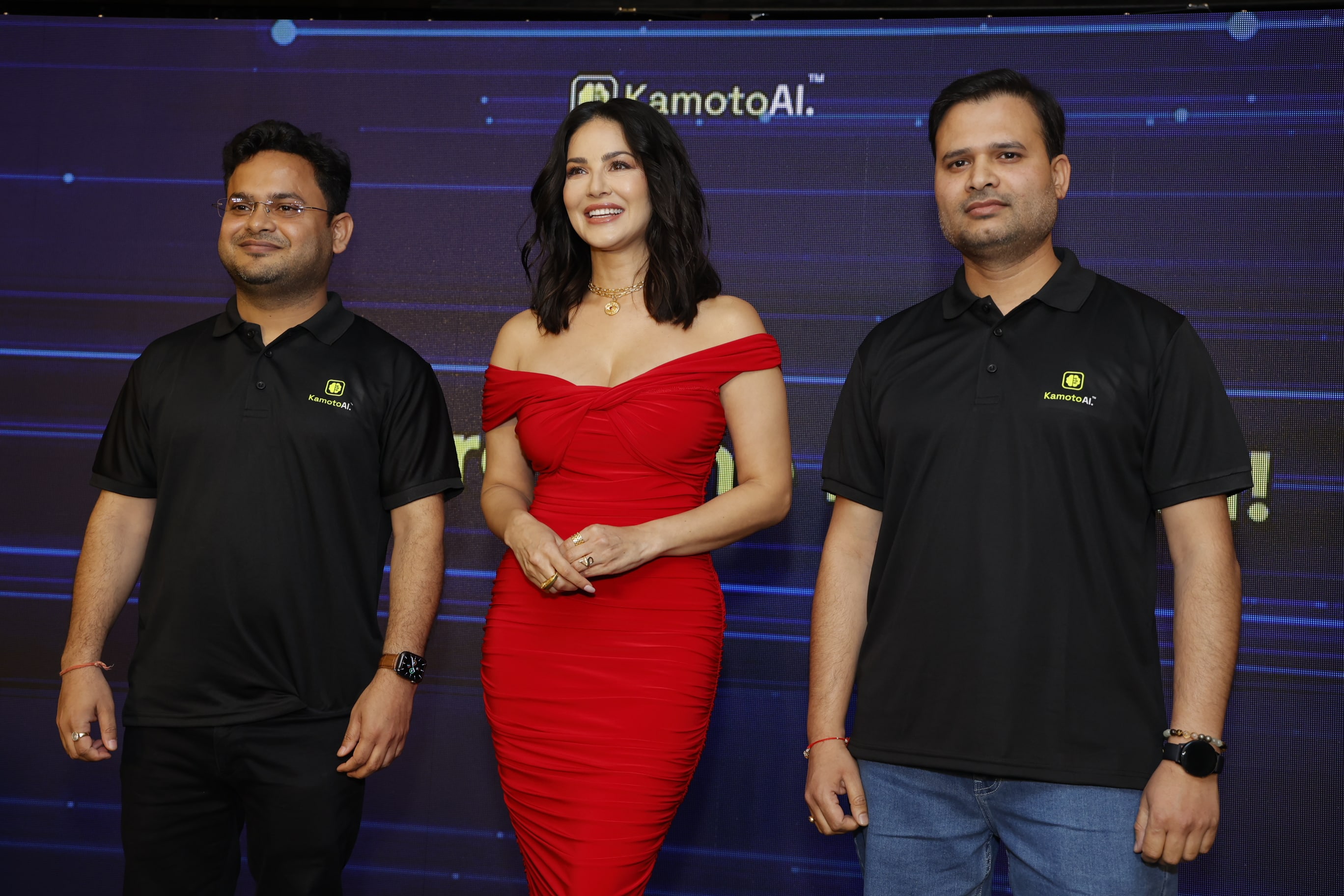 Sunny Leone with Toshendra Sharma & Rohendra Singh