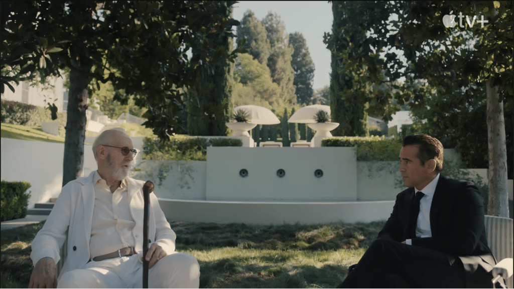 John Sugar (Colin Farrell) with Jonathan Siegel (James Cromwell): courtesy Apple TV+