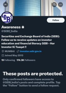 SEBI Twitter account lock