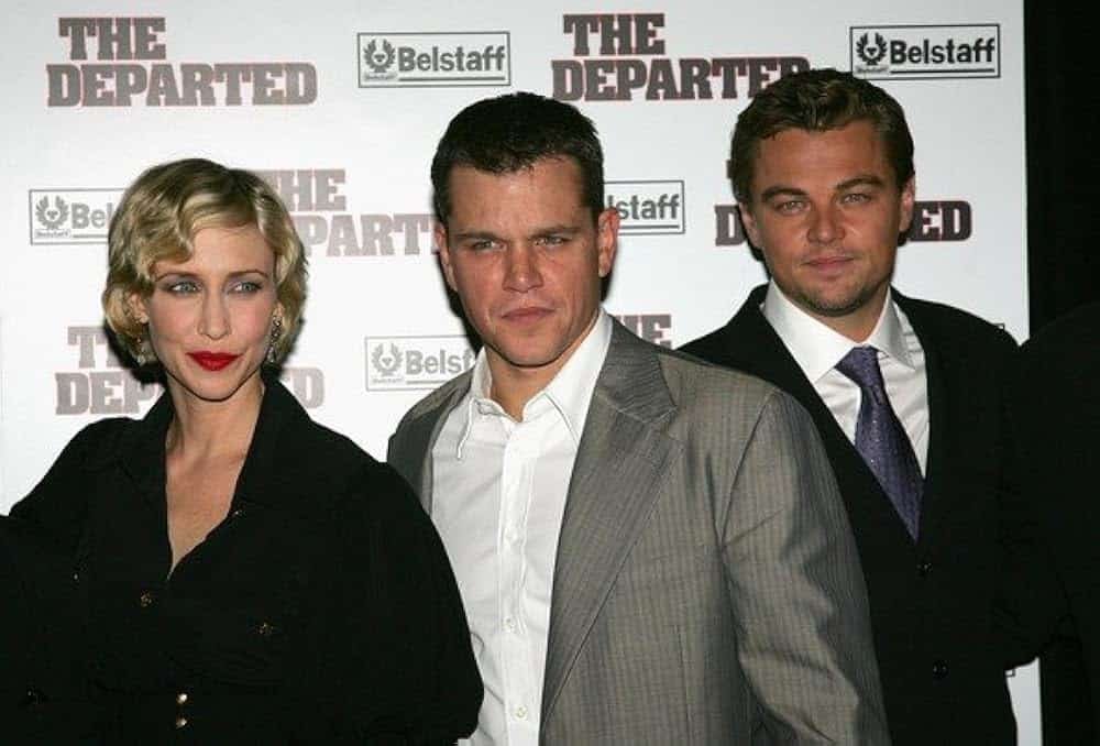 Vera Farmiga with Matt Damon and Leonardo Di Caprio promoting Martin Scorsese’s The Departed