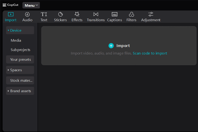 Capcut Video Editor - Import