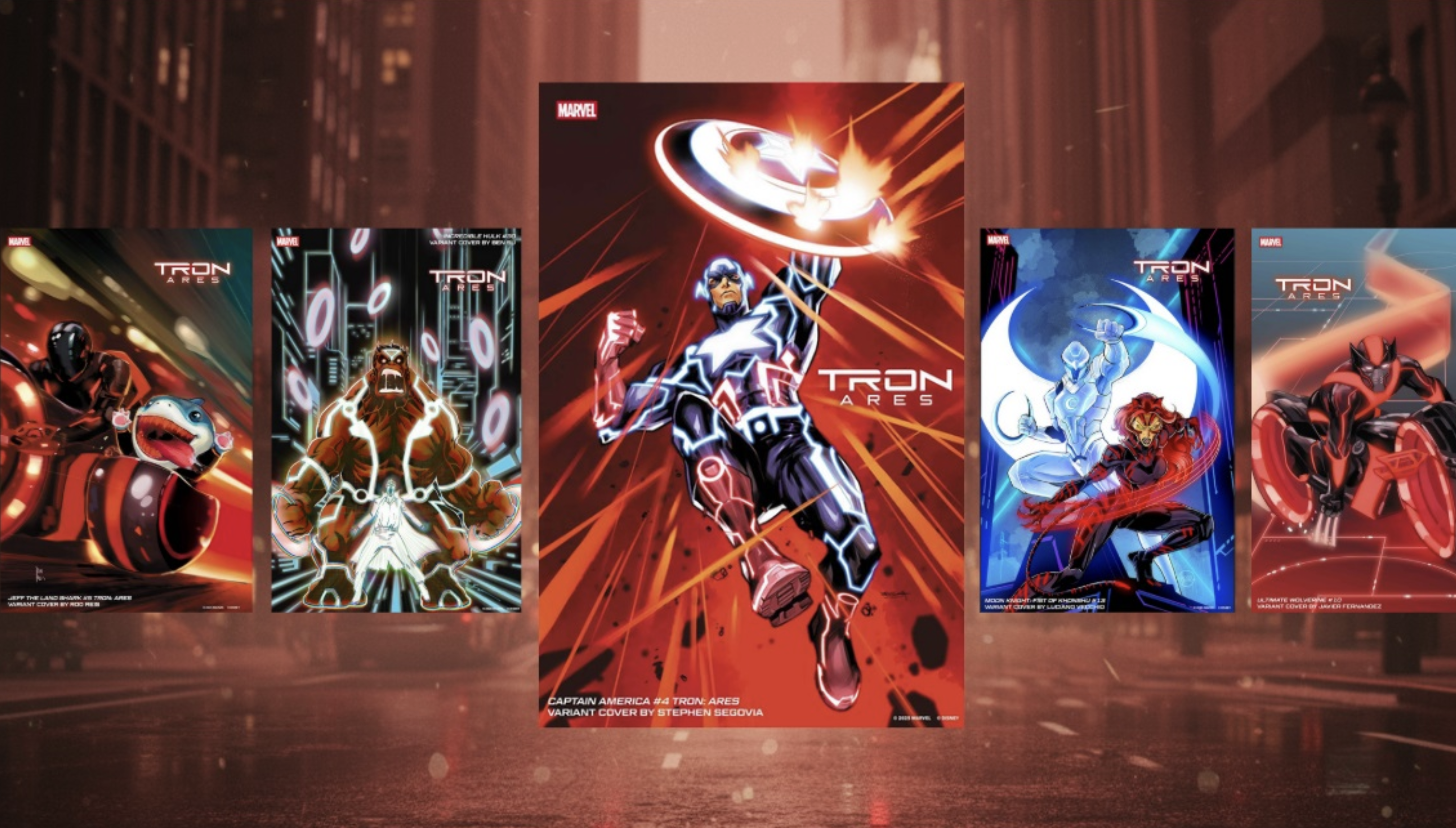 Marvel Heroes Get Digitized in TRON Ares Variant Covers Ahead of Disney’s New Film