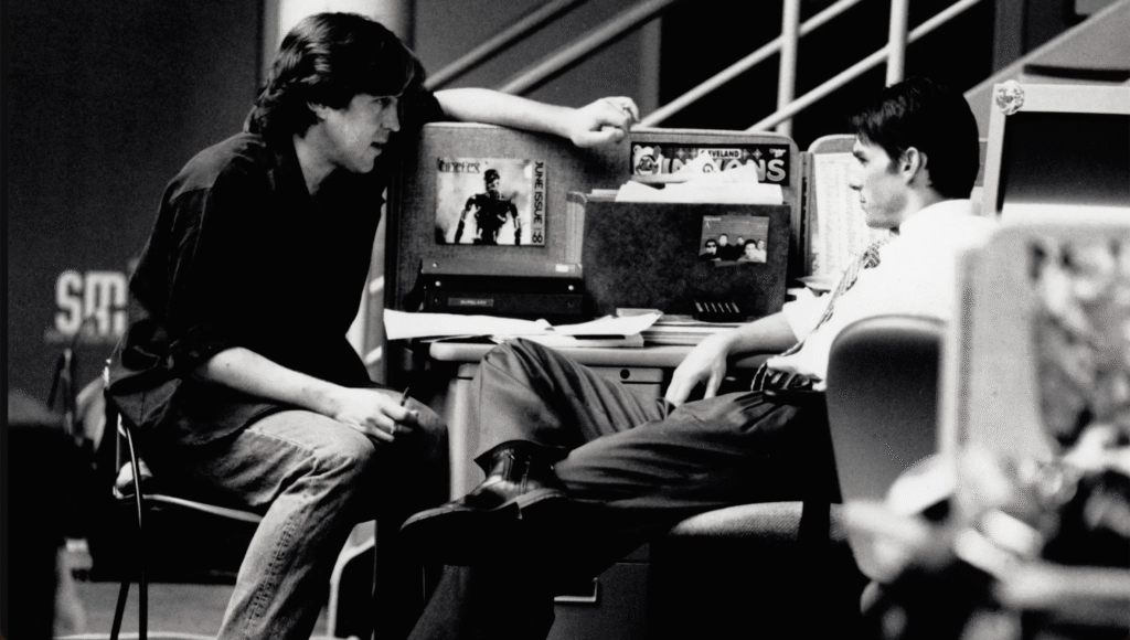 Cameron Crowe with Tom Cruise during Jerry Maguire