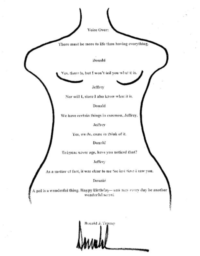 Donald Trump's alleged self-written Letter to Jeffrey Epstein on his Birthday
