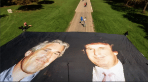Giant Trump–Epstein Banner Unfurled Outside Windsor Castle Ahead of UK State Visit