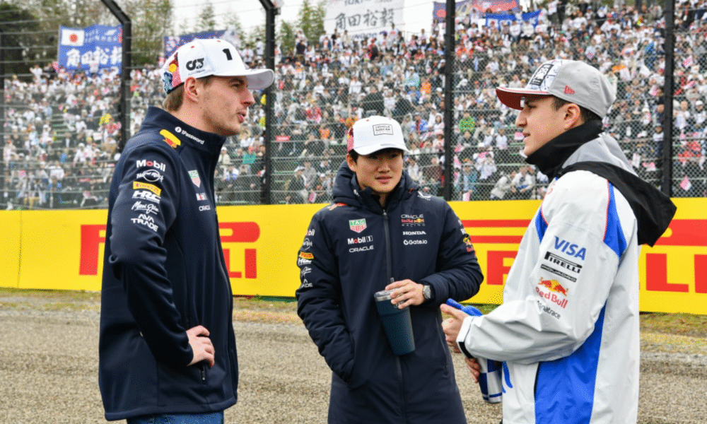 Max Verstappen with Isack Hadjar and Yuki Tsunoda - Red Bull Racing