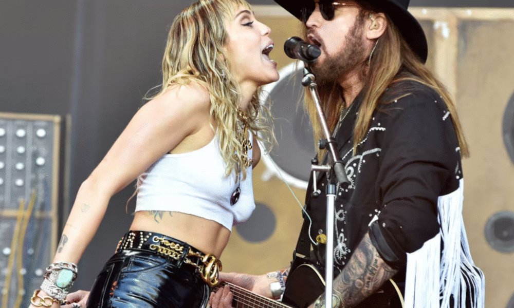 Miley Cyrus with father Billy Ray Cyrus