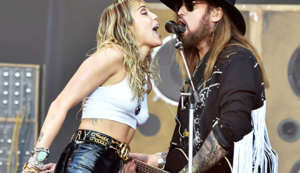 Miley Cyrus with father Billy Ray Cyrus