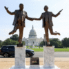Trump-Epstein Statue Removed From National Mall After Stirring Uproar Secret Handshake project friendship