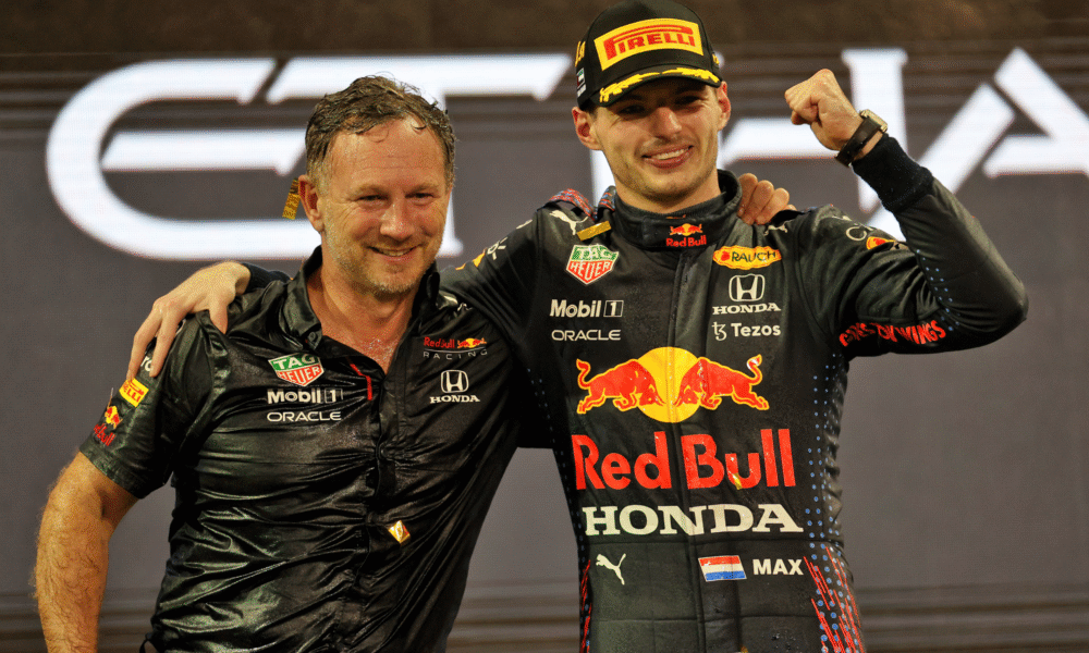 Christian Horner and Max Verstappen