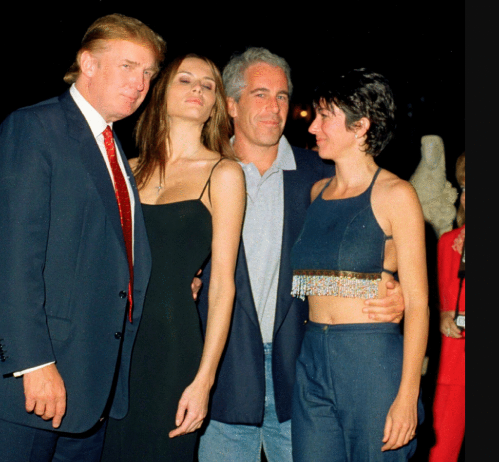 Donald Trump with Jeffrey Epstein, Ghislaine Maxwell and Melania Trump