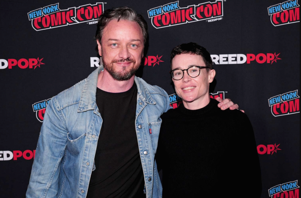 Elliot Page with James McAvoy at NY Comic Con