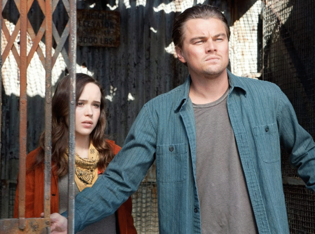 Elliot Page with Leonard DiCaprio in Christopher Nolan's Inception