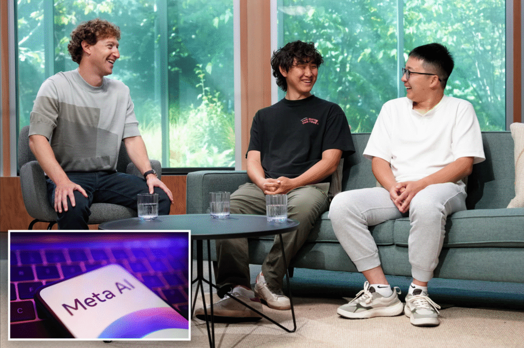 Mark Zuckerberg with Alexandr Wang Chief AI officer Meta AI