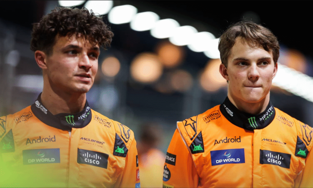 McLaren's Lando Norris and Oscar Piastri in the F! Championship Race