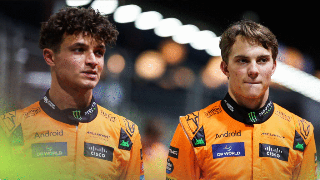 McLaren's Lando Norris and Oscar Piastri in the F! Championship Race