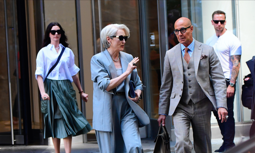 'The Devil Wears Prada 2' Filming - Meryl Streep with Stanley Tucci and Anne Hathaway