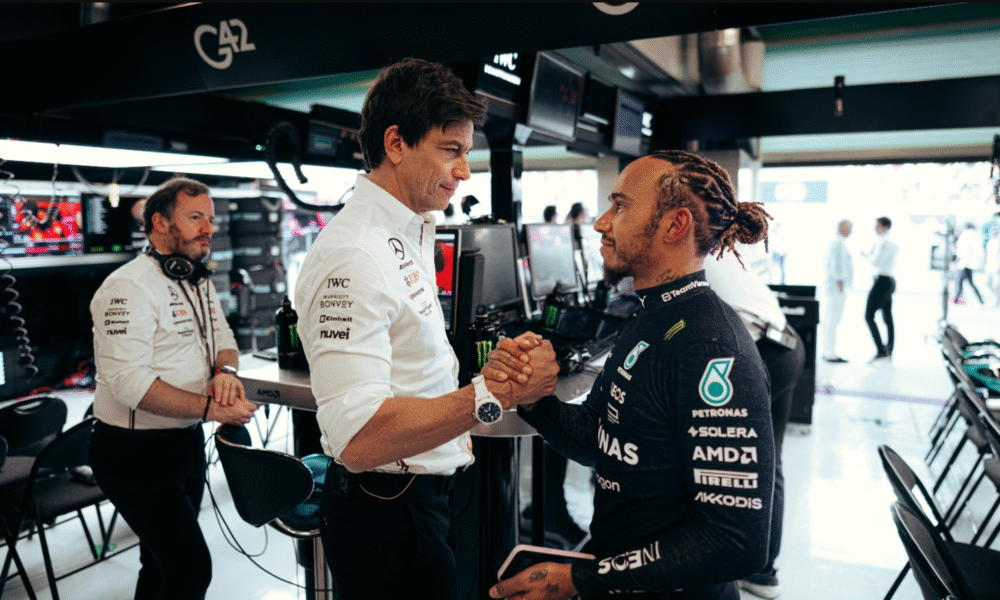 Toto Wolff with Lewis Hamilton