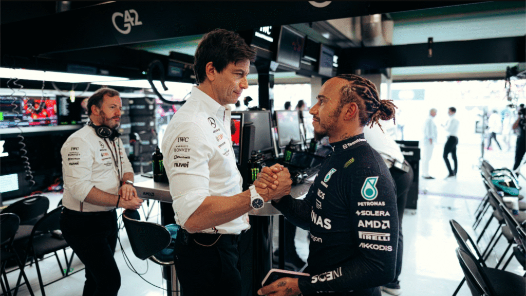 Toto Wolff with Lewis Hamilton