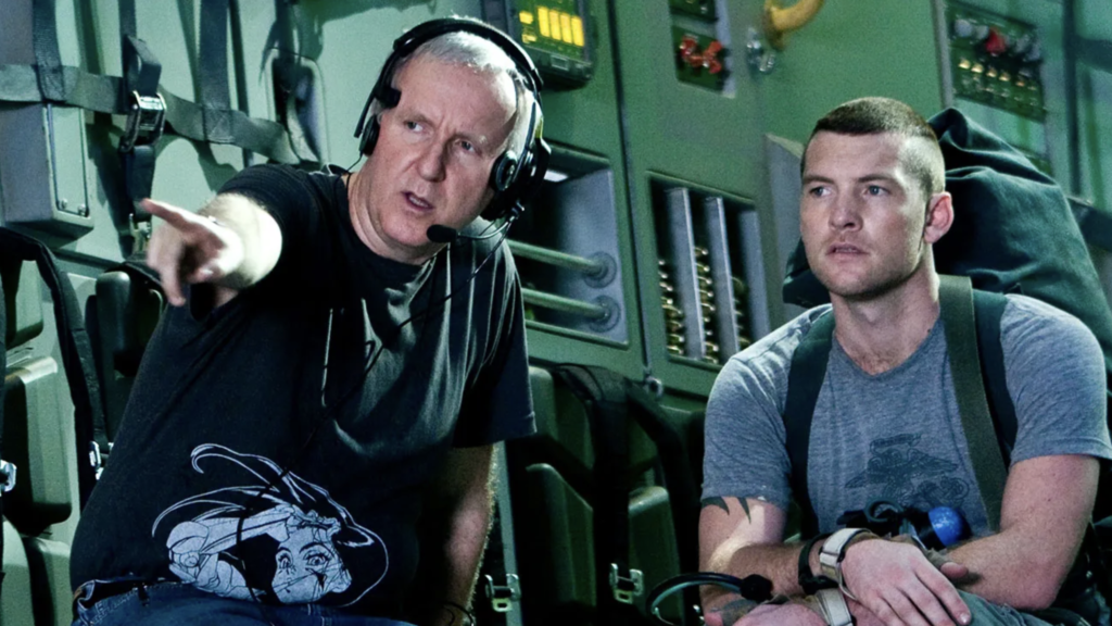 James Cameron With Sam Worthington who plays the role of Jake Sully