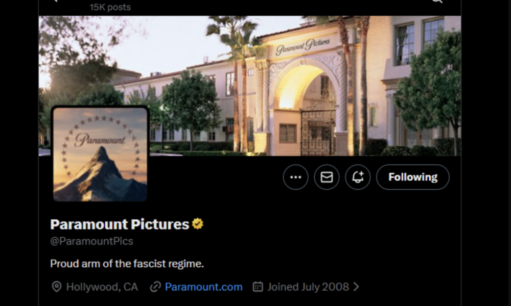 Paramount Pictures X Profile Hacked