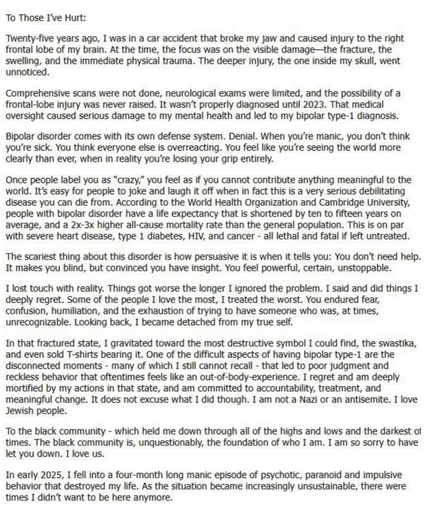 Kanye West Apology in Wall Street Journal