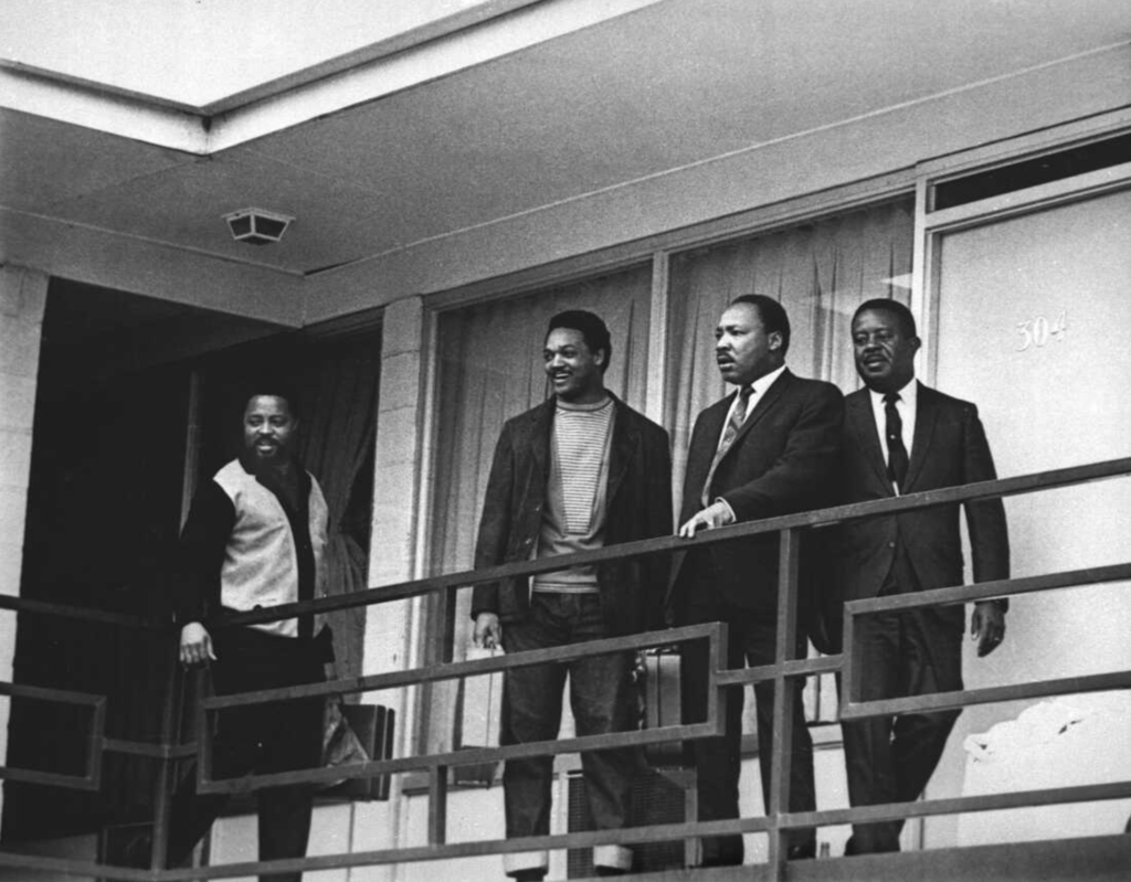 Rev Jesse Jackson with Martin Luther King Jr. Just before he was shot