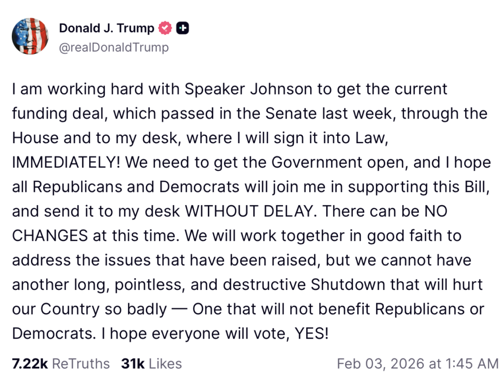 Trump on his Truth Social