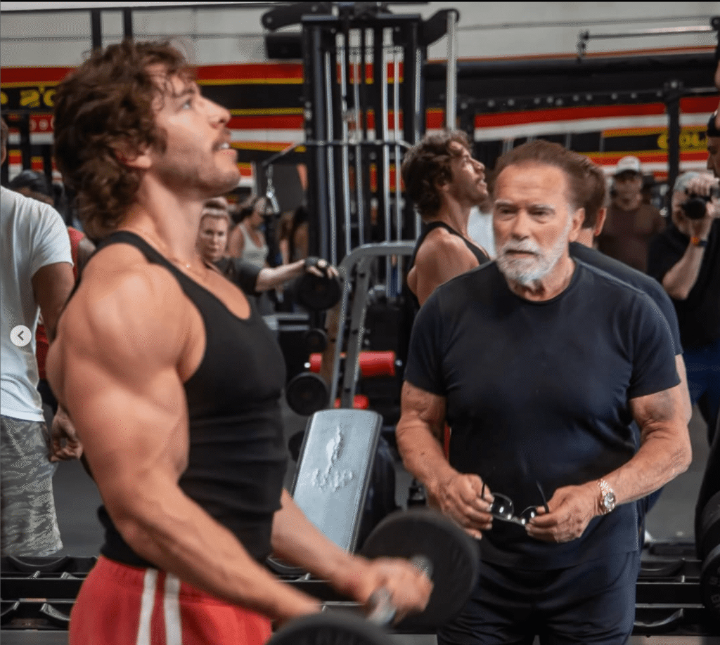 Arnold Schwarzenegger training son Joseph Baena