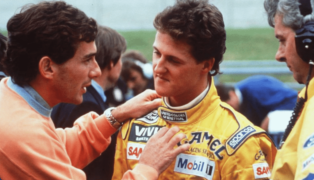 Ayrton Senna with Michael Schumacher