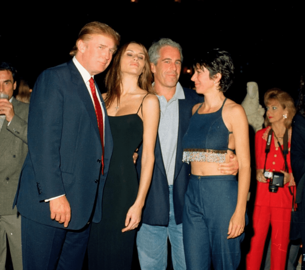 Donald Trump with Melania and Jeffrey Epstein along with Ghislaine Maxwell