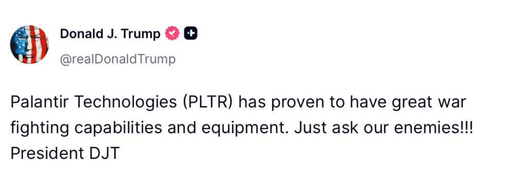 Trump Backing Palantir
