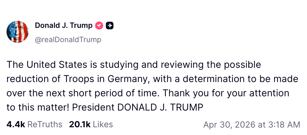 Trump Posts on Germany