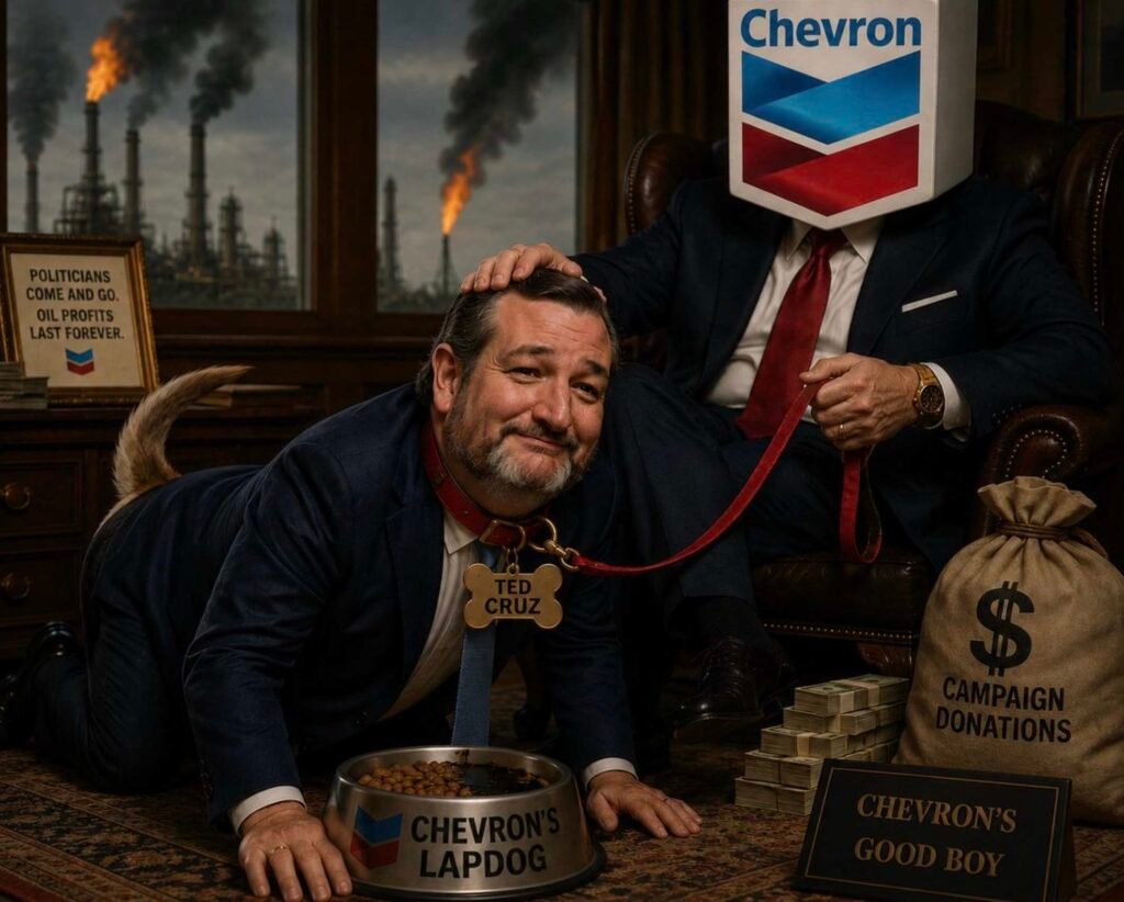 Gavin Newsom AI Image of Ted Cruz as Chevron Cruz