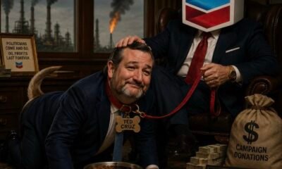 Gavin Newsom Trolls Ted Cruz With Viral A.I. Dog Meme in Escalating Political Feud Chevron Cruz