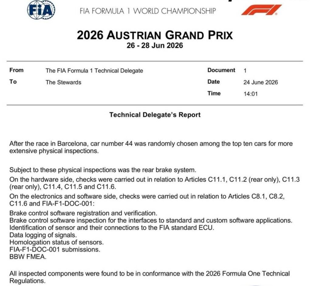 FIA on Lewis Hamilton's SF-26