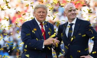 Trump Again Faces Boos at FIFA World Cup Final as Spain Celebrates Win Photobombing Spain World Cup Final Celebration Gianni Infantino